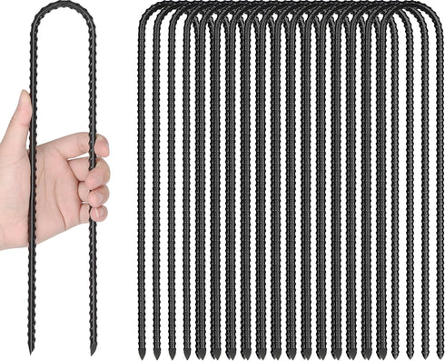Gtongoko 16 Pack Trampolines Wind Stakes, 16 Inch Heavy Duty U Shaped Rebar Ground Anchors