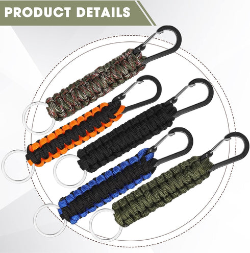 Fumete 20 Pcs Paracord Keychain, Military Braided Clip with Strap for Women, Men, Camping, Fishing, Hiking