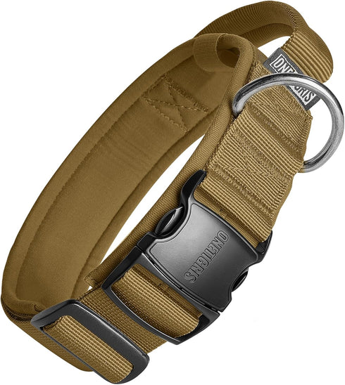 OneTigris Tough Tactical Dog Collar, Adjustable Military Collar with Handle, Large, Brown