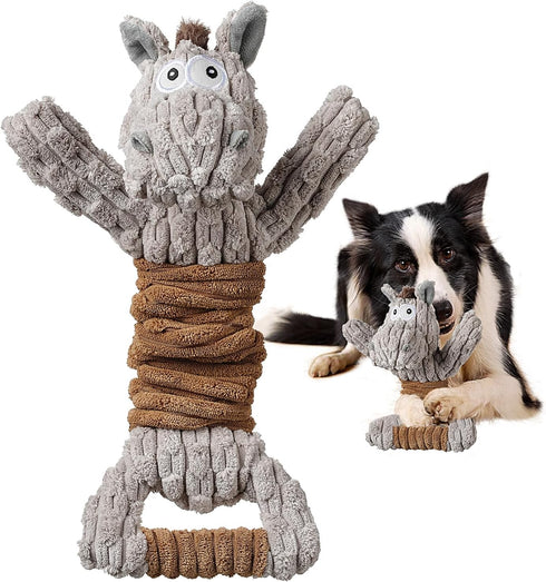 Squeaky Dog Toy, Durable Dog Toy Large Breed, Tug of War Dogs Interactive Toy, Stuffed Plush Puppy Toys with Crinkle