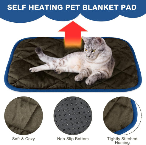 4 Pack Self Warming Dog Mat, Self Heating Cat Pad, Extra Warm Thermal Pet Pad, Washable Dog Cat Bed, 16 x 20 Inch,