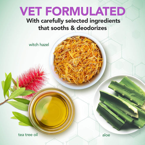 Vet's Best Ear Relief Finger Wipes - 50 Disposable Cleansing Wipes for Dogs, Soothes & Deodorizes