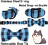 Unique Style Paws Cotton Dog Collar - Bow Puppy Collar with Black Blue Grid for Small Medium Large Dogs