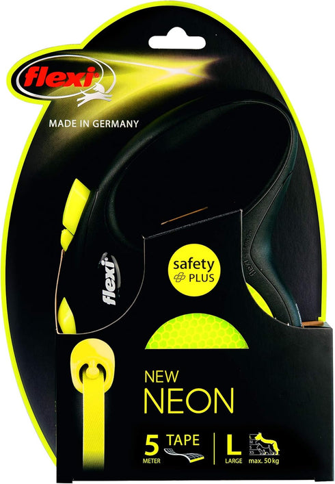 Flexi New Neon Retractable Lead Large Tape 5M, Neon