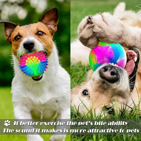 2 Pieces 2.5" Light up LED Dog Toy Ball - Elastic Flashing Glowing Interactive Bounce-Activated Toy for Small Medium