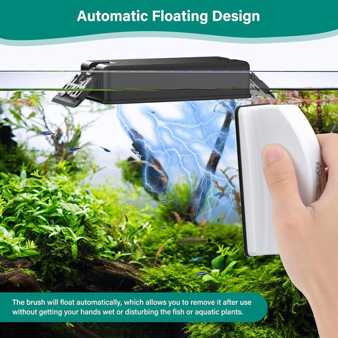 4 hygger Magnetic Aquarium Glass Cleaner, Dual-Blades Algae Fish Tank Glass Cleaner Brush with Detachable Algae