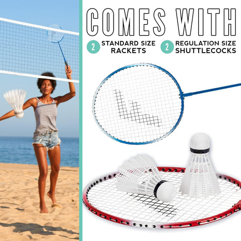 Franklin Sports Badminton Racket + Birdie Set, Replacement Equipment for Kids and Adults, 2 Player and 4 Player Sets