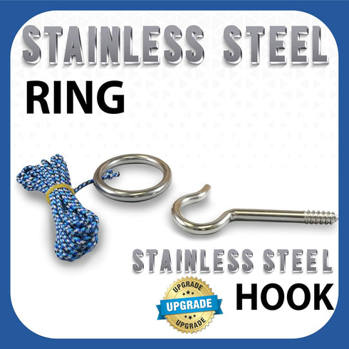 Hook and Ring Swing DIY Kit, Stainless Steel Hardware and Nylon String Ring Toss Game for Indoor Outdoor Fun