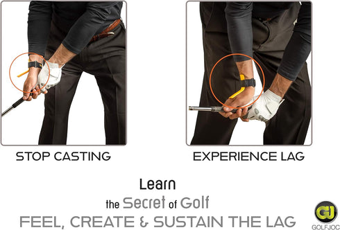 Golf Swing Training Aids - Lag Trainer and Flat Wrist Trainer for Chipping, Slice, Full Swing