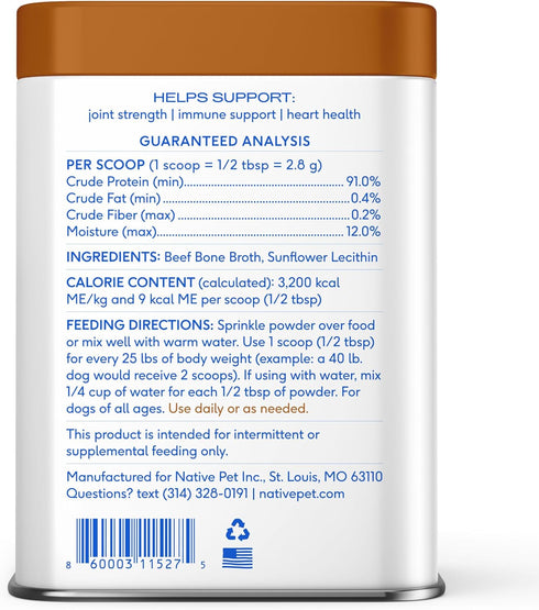 Immunity Health-96 Native Pet Bone Broth for Dogs and Cats - Made with Real Beef Bone Broth, Dog Food Toppers for Picky