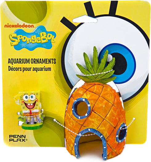 Penn-Plax SpongeBob and Pineapple House Aquarium Ornament, 2 Piece Set for Fresh or Saltwater Tanks