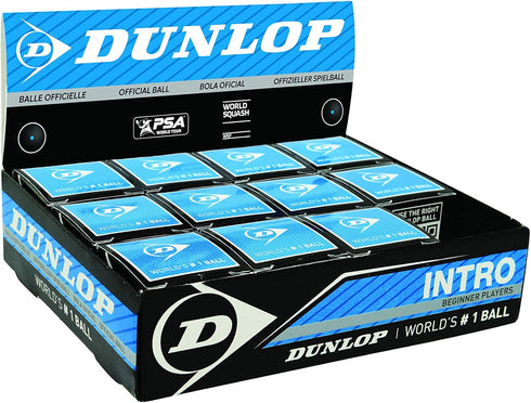 DUNLOP Squash Balls Intro Blue, 12 Balls, for Beginners and Hobby Players