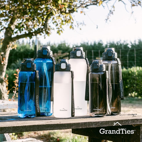 GRANDTIES Sports Tritan Plastic Water Bottle with Straw, Leakproof BPA Free, Dishwasher Safe for Gym and Outdoor