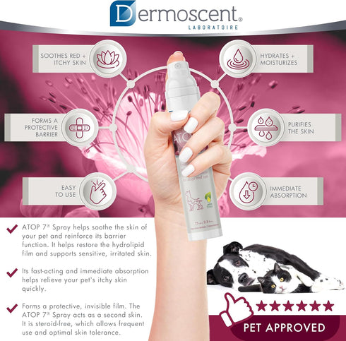 Dermoscent ATOP 7 Spray for Dogs and Cats - Soothing Skincare for Itchy Skin Relief, 75 ml