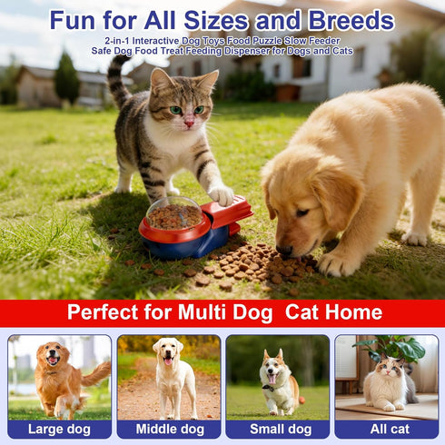 XMDRISH Pet Food Dispenser Toy Slow Feeder Puzzle Toy for Dogs & Cats, Interactive Treat Ball for Boredom, Anxiety