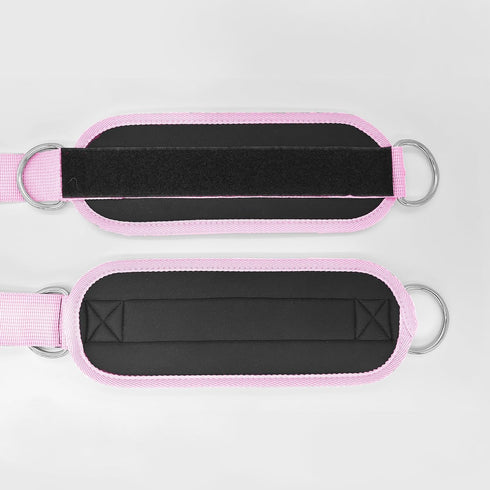 Fitness Ankle Straps for Cable Machines, 2 Pack Adjustable Padded Cuffs for Kickback Glute Workouts, D-Ring Leg Straps