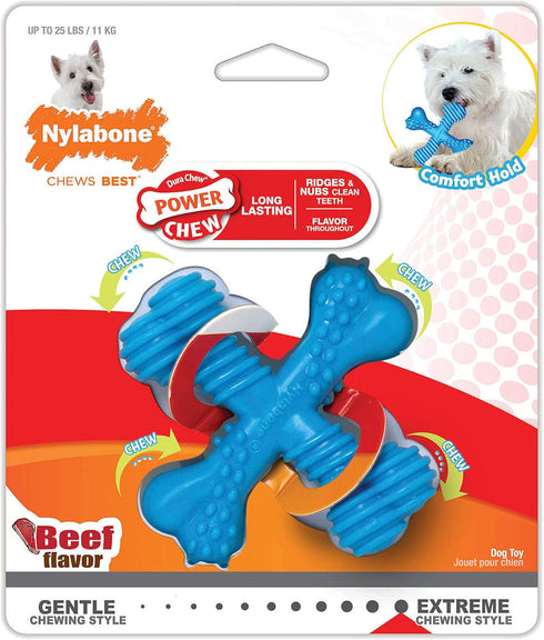 Nylabone Comfort Hold X-Bone Power Chew Toy for Dogs - Beef Flavor, Small, for Aggressive Chewers, Up to 25 lbs, 1 Count