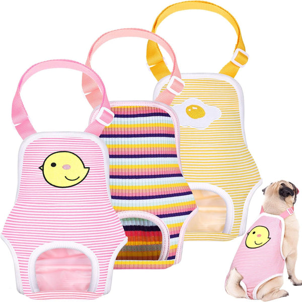 Nuanchu 3 Pcs Female Dog Diaper Sanitary Panties - Adjustable Washable Reusable Doggie Diapers for Small Medium Large