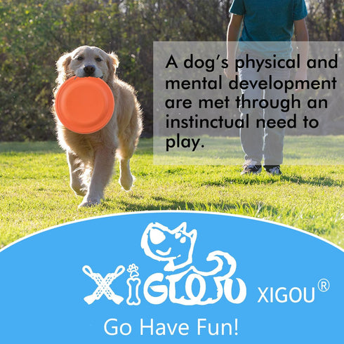 Durable Rubber Dog Flying Disc (2 Pack) - 9.25" Indestructible, Puncture & Bite Resistant for Medium Large Dogs