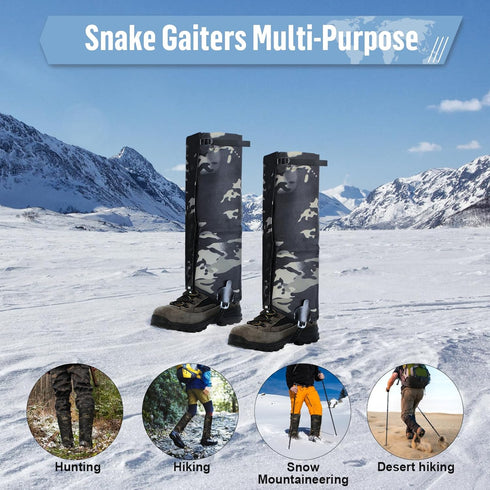 High-Performance Snake Gaiters, Waterproof Outdoor Leg Gaiters for Hiking, Hunting, and Snow Boots