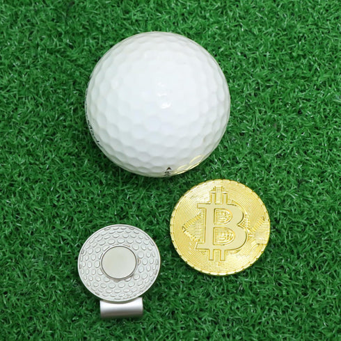 LeFeng 2pcs Bitcoin Golf Ball Marker - Magnetic Hat Clip Golf Accessories and Gift Ideas for Men and Women Golfer