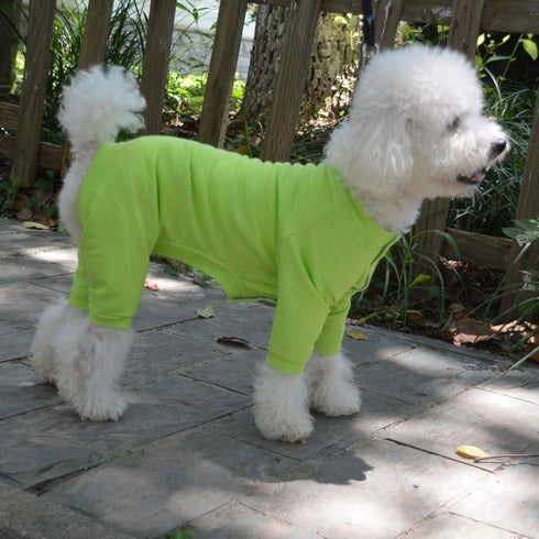 Lovelonglong Lightweight Dog Pajamas, Pure Cotton 4 Legs Jumpsuits T-Shirt PJS for Large Medium Small Dogs Green M