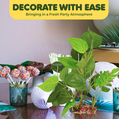 SunGrow Gecko & Reptile Tank Decor - Artificial Plant (Gecko Anubias - Plastic)