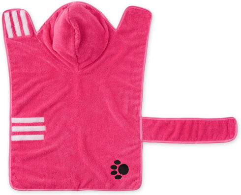 Bone Dry Pet Robe Collection, Embroidered Absorbent Microfiber Bath Robe with Adjustable Closure, for Dogs & Cats