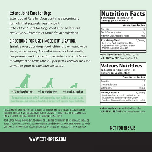 Extend Joint Care for Dogs - Hip and Joint Supplement Powder, Glucosamine for Joint Pain Relief