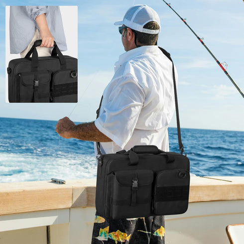 Fishing Reel Case for Spinning Reels, Fly Fishing Reels, Baitcaster Storage Bag with Multiple Pockets and Dividers