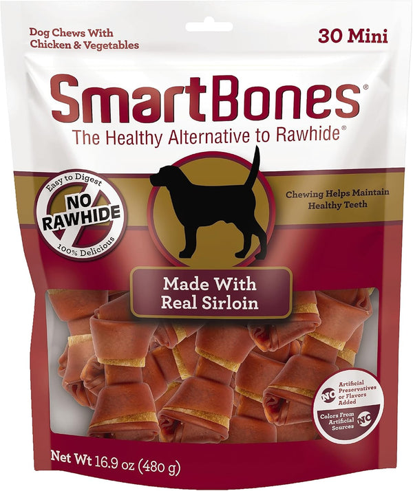 SmartBones Real Sirloin Mini Chews - 30 Count, Pack of 1