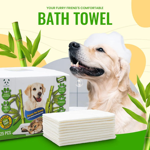 Bamboo Pet Towel 25 PCS, Reusable Machine Washable Bamboo Paper Towels for Dogs, Cats, and Other Pets