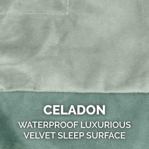 Furhaven Waterproof Throw Blanket for Dogs & Indoor Cats, Washable Two-Tone Luxe Velvet Dog Blanket, Celadon Green,
