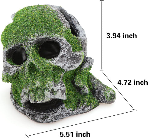 AQUA KT Aquarium Landscape Head Skeleton Skull - Fish Hiding Place Cichlid Cave for Betta Fish Tank