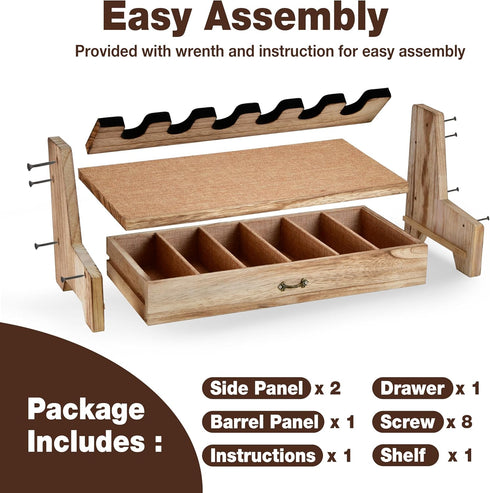 6 Hantoptik Wood Handgun Pistol Rack with U-shaped Slots Stand Display Holder for Gun Safe, Gun Rack Storage Organizer