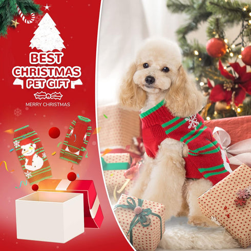 Dog Christmas Sweater Red Snowman Snowflake for Dogs Cats, Xmas Costume Pet Holiday Vest Pullover Outfits, L