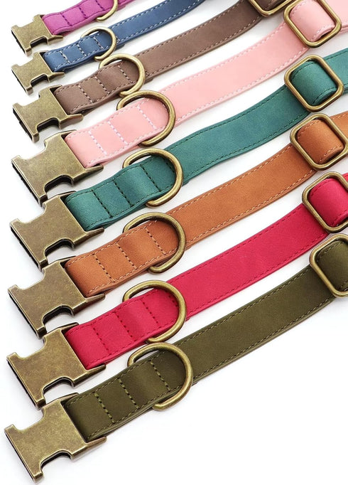 Didog Soft Leather Dog Collar, Durable Heavy Duty with Quick Release Metal Buckle, Adjustable Pink for Large Medium