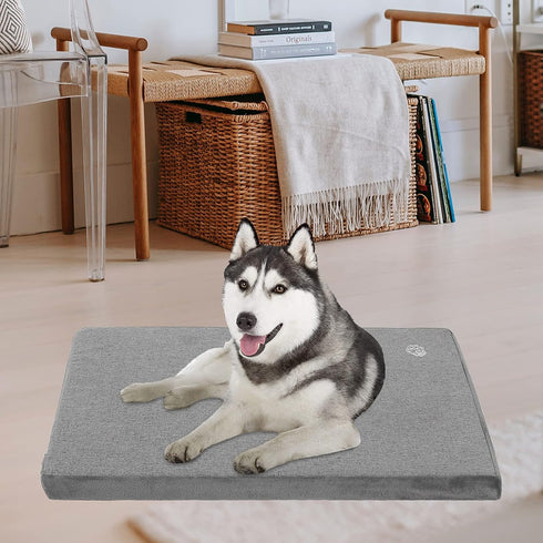 EMPSIGN Stylish Dog Bed Mat, Reversible (Cool & Warm), Waterproof Linings, Removable Machine Washable Cover, Grey, for