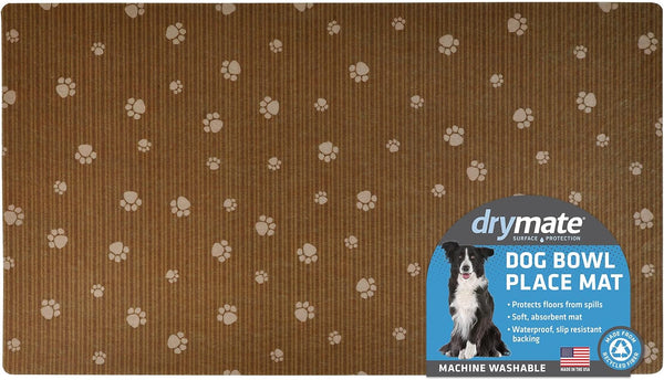 Drymate Pet Bowl Placemat, Dog & Cat Feeding Mat, Waterproof, Machine Washable, 16” x 28”