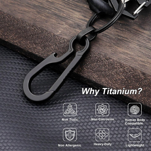 Heavy Duty Black Hook Carabiner Clip - Small Anti-Lost Keychain for Backpack and Bottle Opener