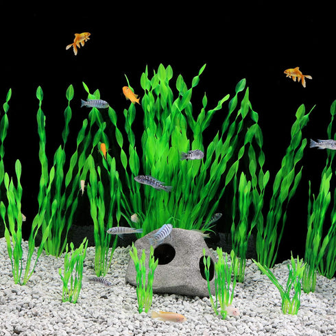 MyLifeUNIT 13 Pack Artificial Aquarium Plants, Plastic Seaweed Water Plants for Fish Tanks (Green)