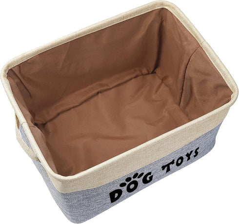PET ARTIST Non-Customized Dog Toy Storage Basket - Gray, 15"L x 11"W x 9"H