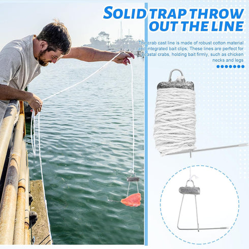 CraftyDream 6 Pack/ 3 Pack 30 9 4oz Crab Throw Line Length Ft/ M Crab Weighted Throw with Lead Weight Drop Hand Line