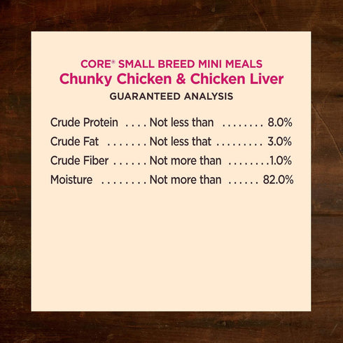 Wellness CORE Natural Grain Free Mini Meals Wet Dog Food, Chunky Chicken & Chicken Liver Entrée in Gravy, 3-Ounce Pouch