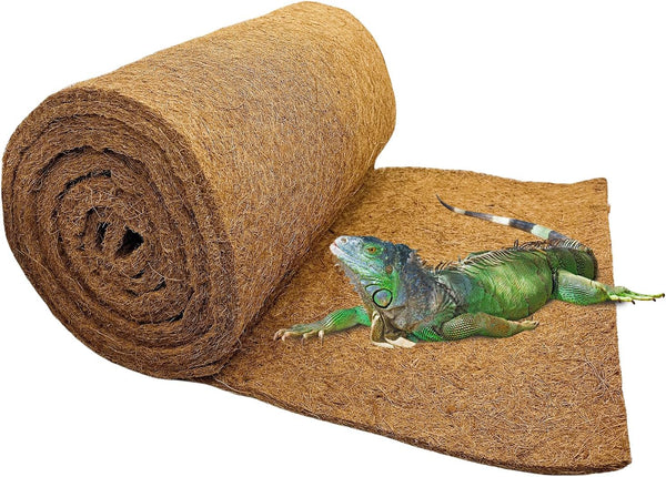 Hamiledyi Reptile Carpet Coconut Fiber Substrate, 118x15.7in Natural Coco Fiber Bedding for Lizard Cage