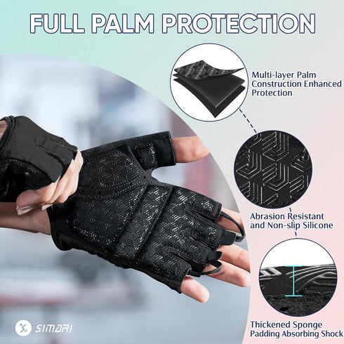 SIMARI Workout Gloves for Women Men with Full Palm Protection, Strong Grip, Cushion Impact, Breathable, Suitable