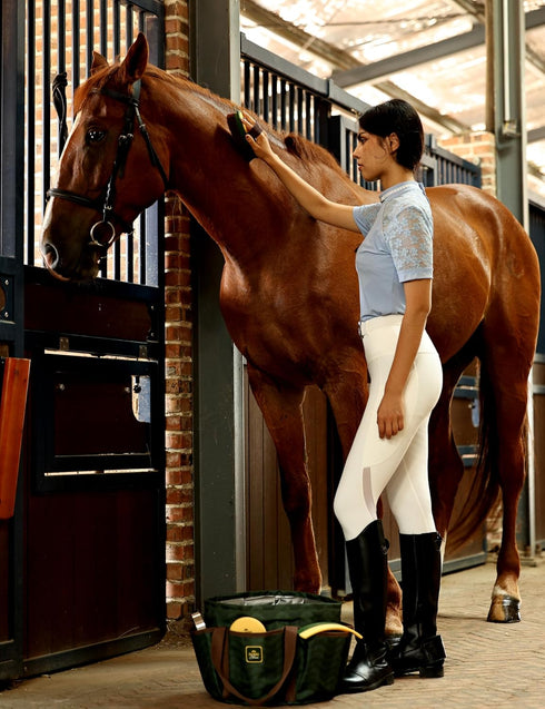 Furrishine 9 Set Horse Grooming Kit, Piece Grooming Brush with Silicone Curry Comb for Bathing & Shedding Pasture Glow