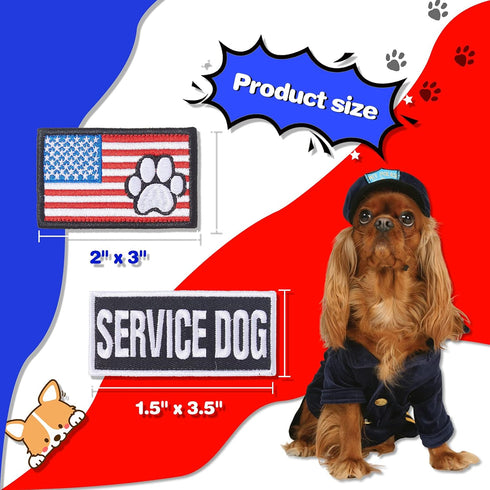 10 Pieces Service Dog Patches Ask to Do Not Pet Patch Vest Removable Tactical Pet in Training Hook and Loop Harness American Flag Patch Set (Stylish Style) by WILLBOND
