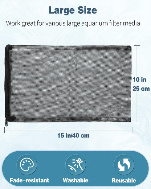 Pawfly 8 Pack Aquarium Filter Media Bags, Fine Mesh Filter Bag with Plastic Zipper Aquarium Media Bag for Activated Carbon, Bio Filter Balls and Filter Stones (15" x 10")