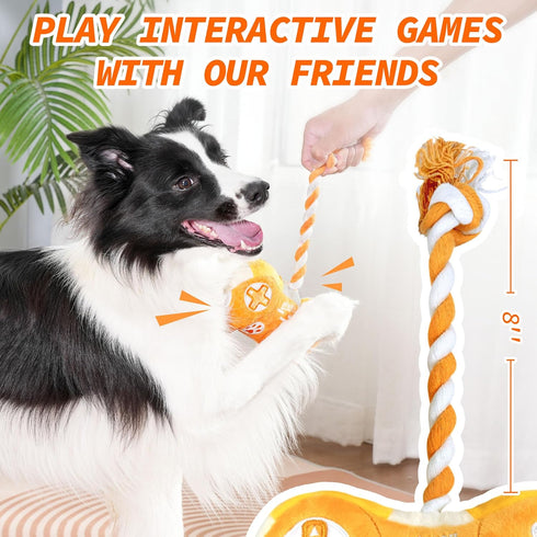 Interactive Plush Dog Toy: Squeaky Dog Toys with Crinkle Paper, Gaming Controller Shape, Rope Toys for Puppy, Small,